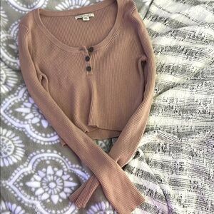 American Eagle Outfitters Women's Scoop Neck Sweater - Tan